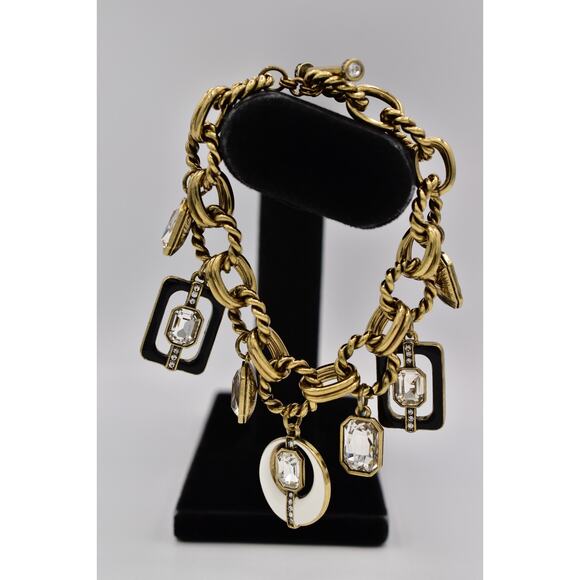 Heidi Daus Mod Revival Charm Bracelet Crystal Designer Statement Signed BinBR